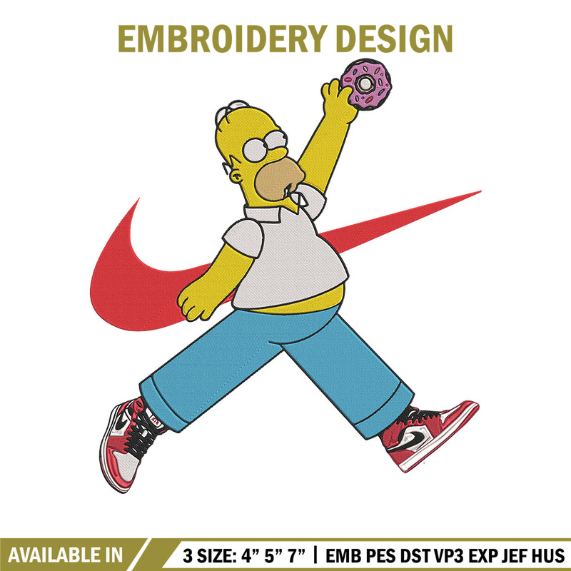 Homer Simpson Embroidery Design, Simpson Embroidery, Embroidery File, Anime Embroidery, Nike shirt, Digital download.jpg