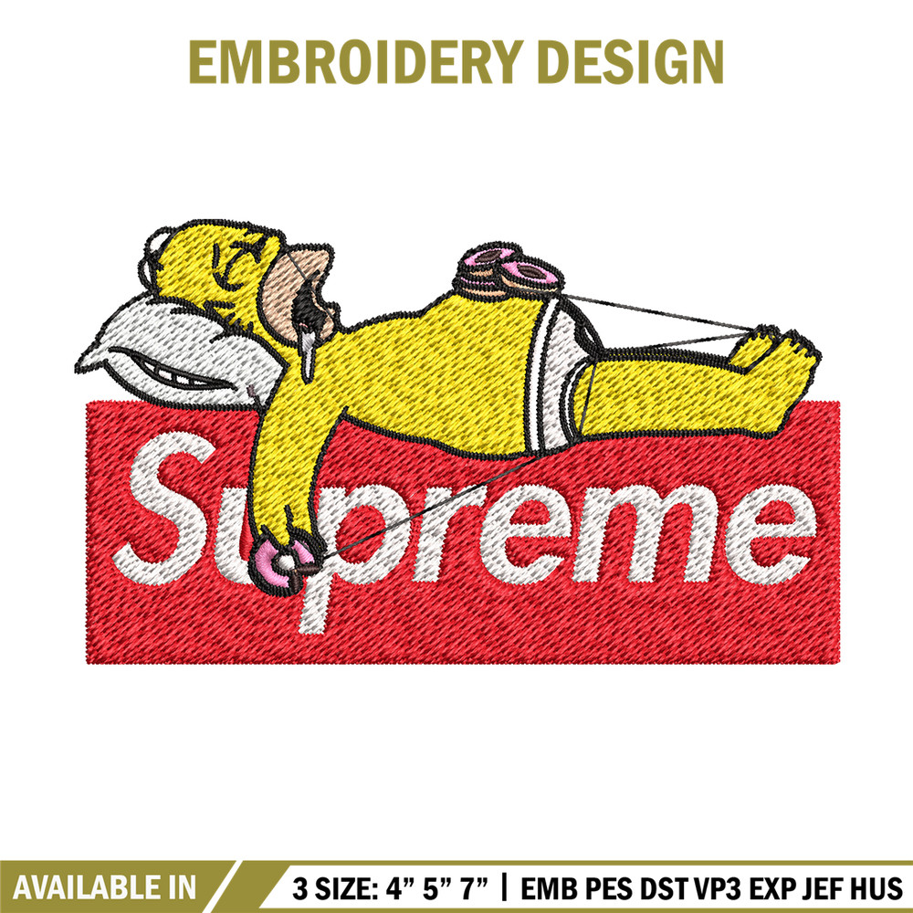 Homer Simpson supreme Embroidery design, Simpson Embroidery, cartoon design, Embroidery File, Instant download..jpg