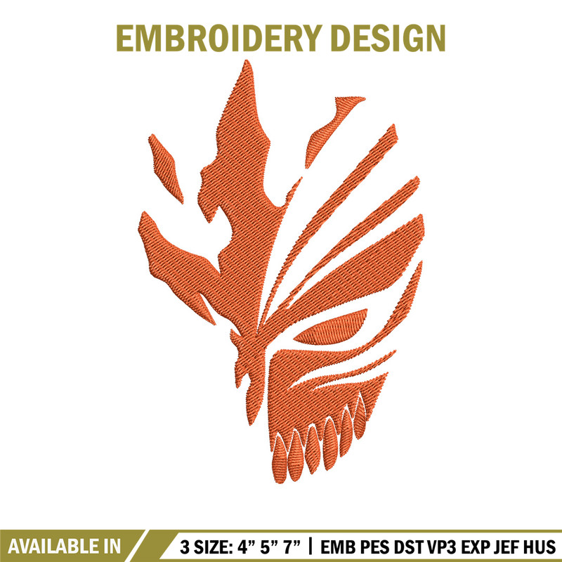 Ichigo mask Embroidery Design, Bleach Embroidery, Embroidery File, Anime Embroidery, Anime shirt, Digital download.jpg
