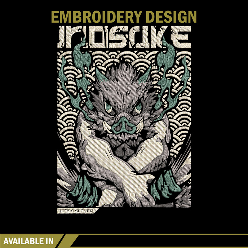 Inosuka poster Embroidery Design, Demon slayer Embroidery, Embroidery File,Anime Embroidery,Anime shirt,Digital download.jpg
