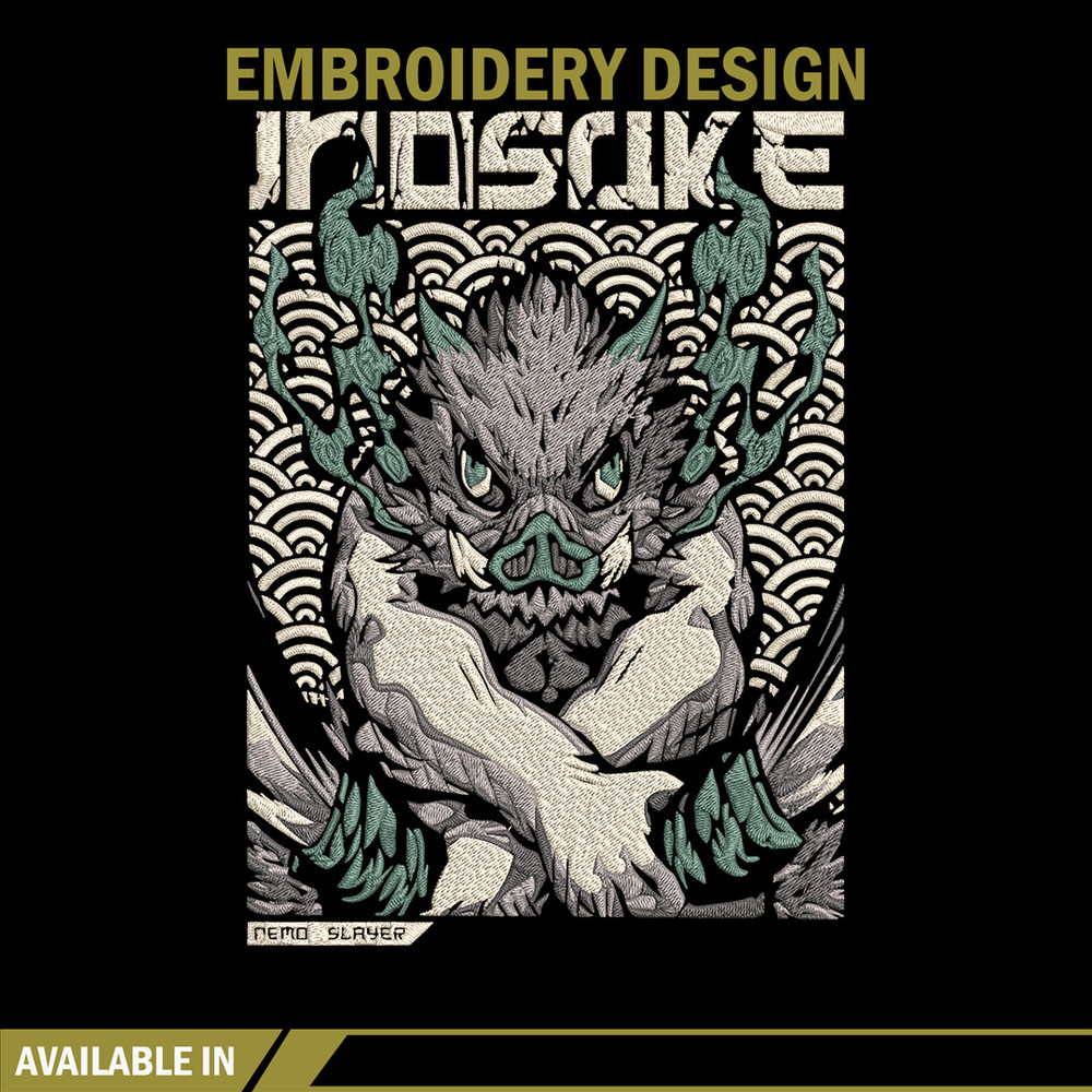 Inosuka poster Embroidery Design, Demon slayer Embroidery,Embroidery File,Anime Embroidery,Anime shirt,Digital download.jpg