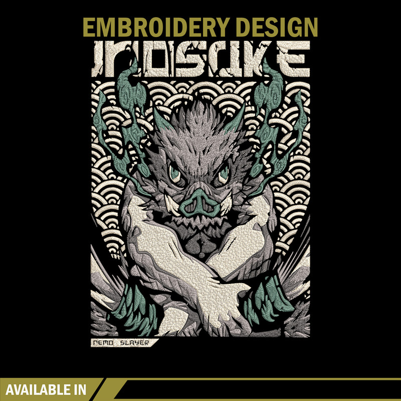 Inosuka poster Embroidery Design, Demon slayer Embroidery,Embroidery File,Anime Embroidery,Anime shirt,Digital download.jpg