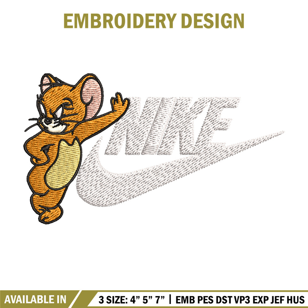 Jerry cartoon Nike Embroidery design, jerry cartoon Embroidery, Nike design, Embroidery file, Instant download..jpg
