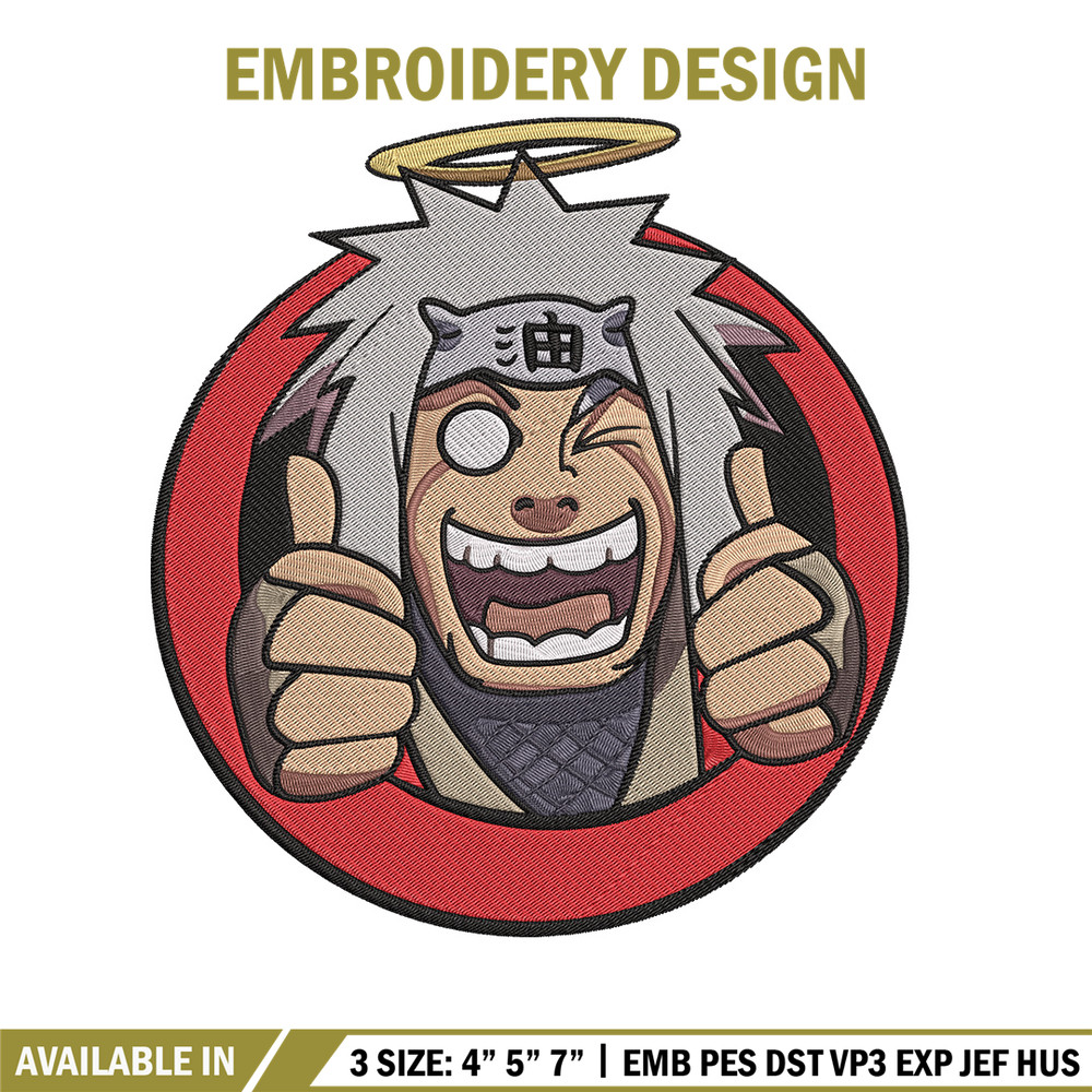 Jiraiya circle Embroidery Design, Naruto Embroidery, Embroidery File, Anime Embroidery, Anime shirt, Digital download.jpg
