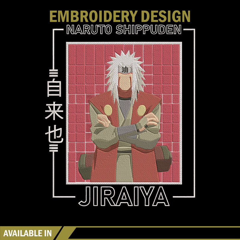 Jiraiya Embroidery Design, Naruto Embroidery, Embroidery File, Anime Embroidery, Anime shirt, Digital download.jpg
