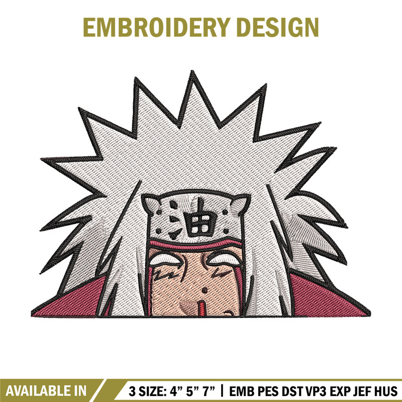 Jiraiya Peeker Embroidery Design, Naruto Embroidery, Embroidery File, Anime Embroidery, Anime shirt, Digital download.jpg