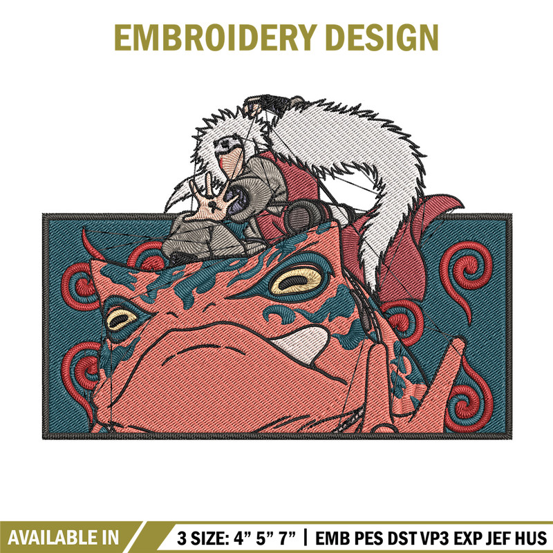 Jiraiya rectangle Embroidery Design, Naruto Embroidery, Embroidery File, Anime Embroidery, Anime shirt, Digital download.jpg