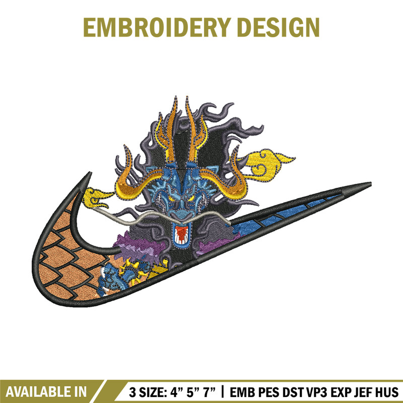 Kaido Nike embroidery design, One Piece embroidery, nike design, anime design, anime shirt, Digital download.jpg