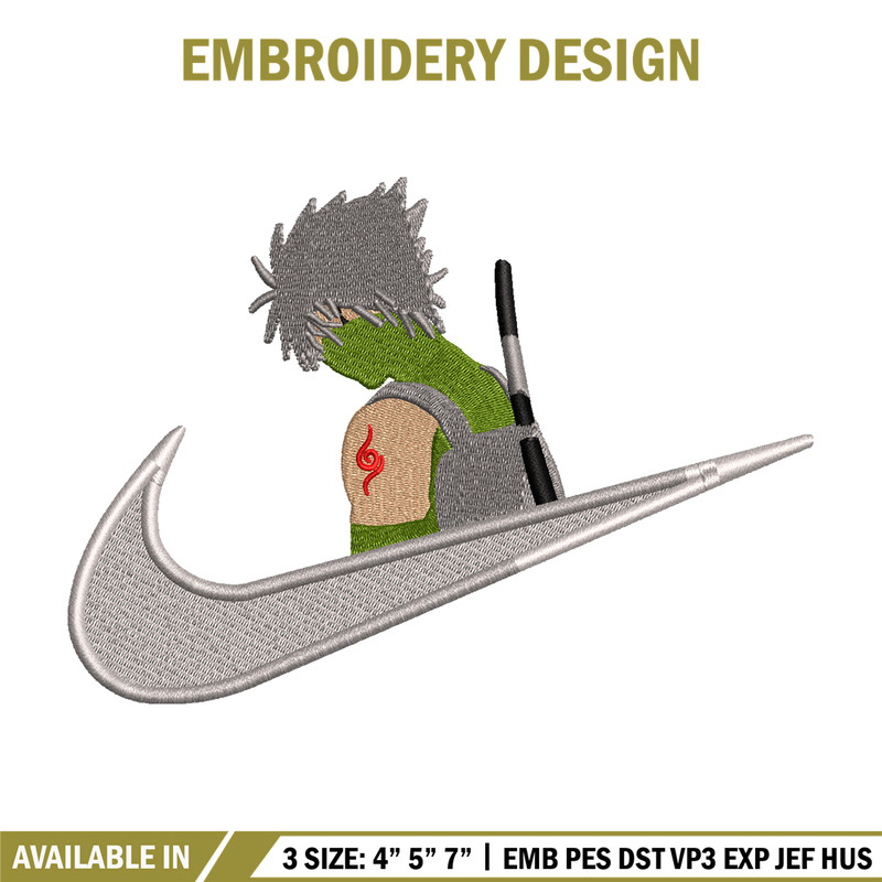 Kakashi Hatake Nike embroidery design, Naruto embroidery, nike design, anime design, anime shirt, Digital download.jpg