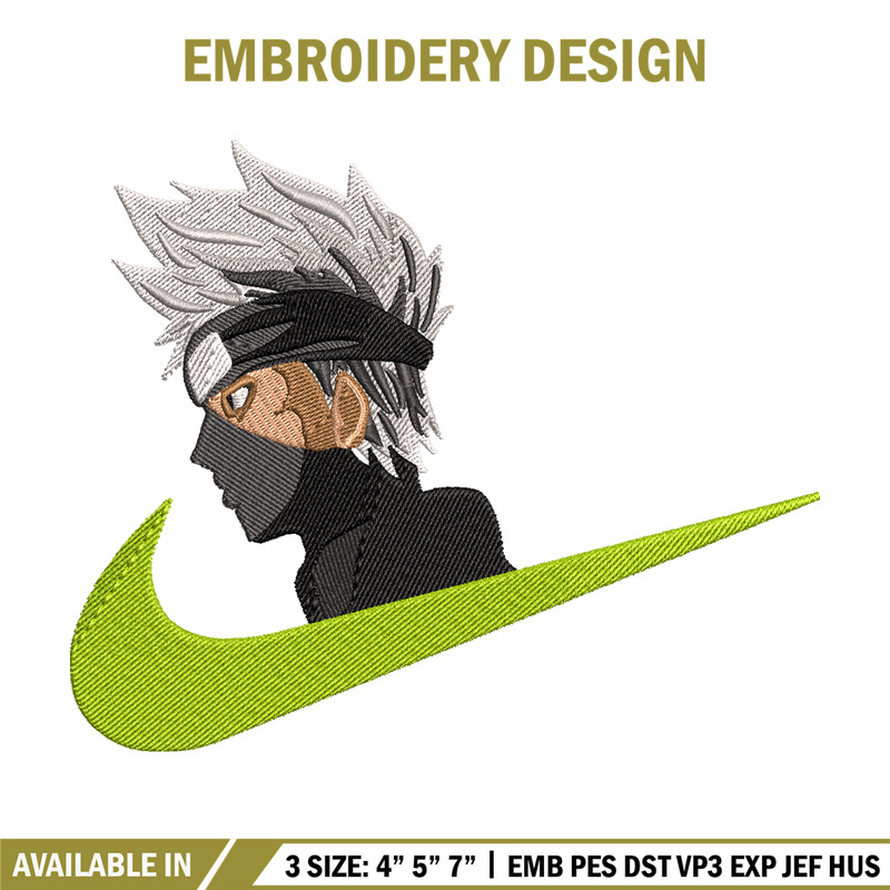 Kakashi Nike embroidery design, Naruto embroidery, nike design, anime design, anime shirt, Digital download.jpg