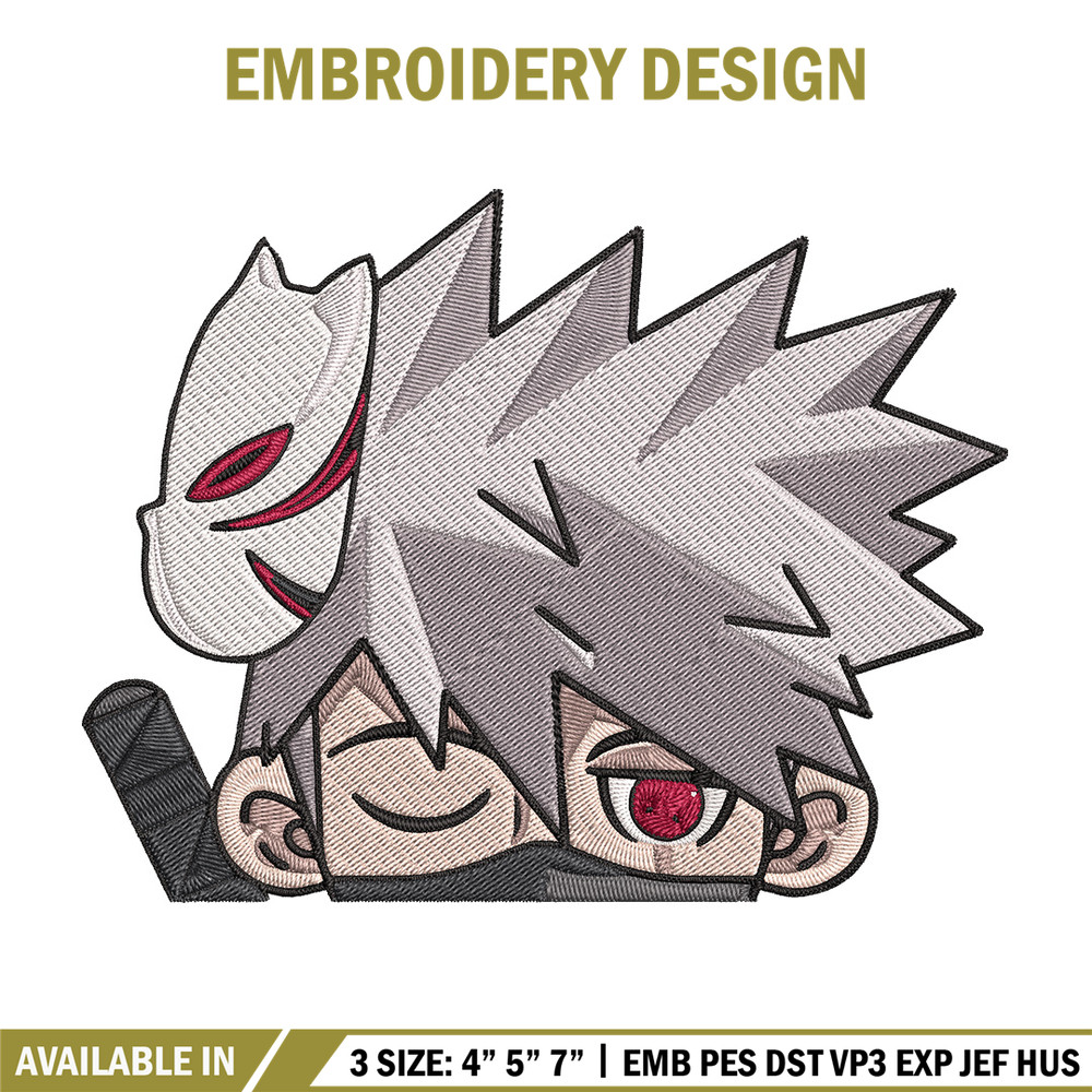 Kakashi Peeker Embroidery Design, Naruto Embroidery, Embroidery File, Anime Embroidery, Anime shirt, Digital download..jpg