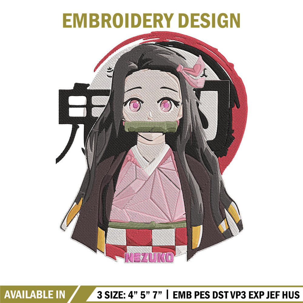 Kamado nezuko Embroidery Design, Demon slayer Embroidery, Embroidery File, Anime Embroidery, Digital download.jpg