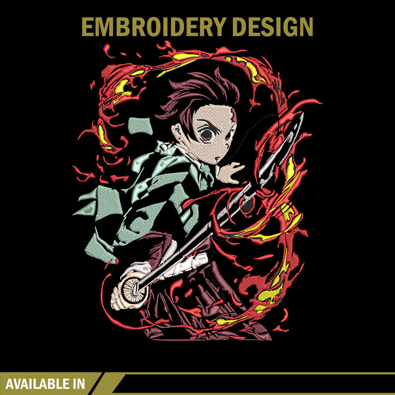 Kamado Tanjiro Embroidery Design, Demon slayer Embroidery, Embroidery File, Anime Embroidery,Digital download..jpg