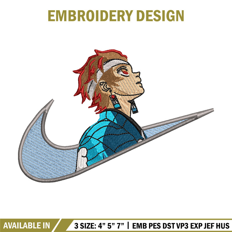 Kamado Tanjiro Nike embroidery design, Kimetsu no Yaiba embroidery, Nike design, anime design, Digital download.jpg