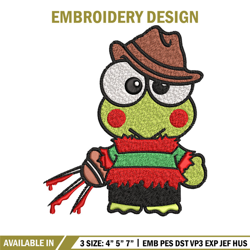 Keroppi Freddy Krueger Embroidery design, Horror Embroidery, horror design, Embroidery File, Digital download..jpg