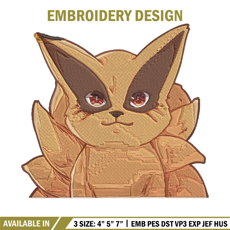 Kurama chibi Embroidery Design, Naruto Embroidery, Embroidery File, Anime Embroidery, Anime shirt, Digital download.jpg