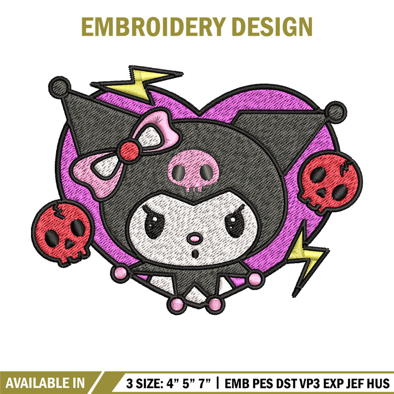 Kuromi Embroidery design, Hello Kitty Embroidery, cartoon design, Embroidery File, cartoon shirt, Digital download.jpg