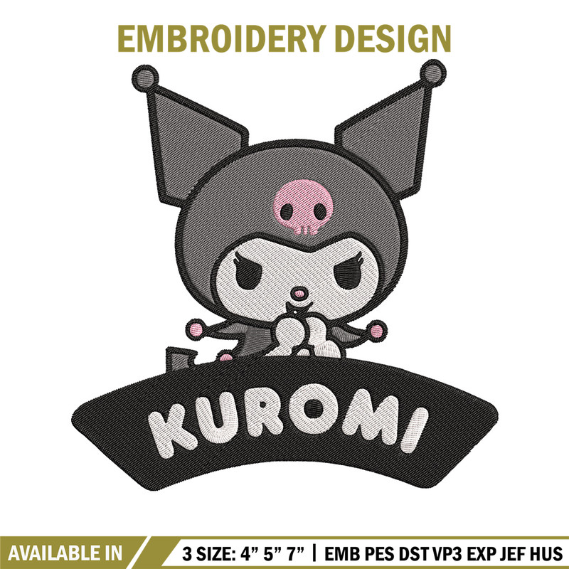 Kuromi logo Embroidery Design, Hello kitty Embroidery, Embroidery File, Anime Embroidery, Anime shirt, Digital download.jpg