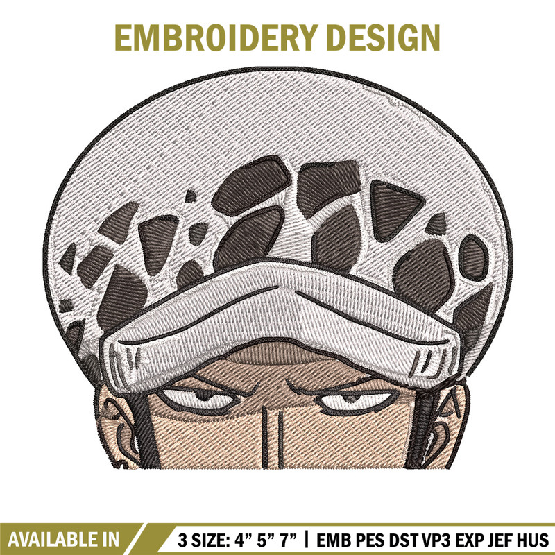 Law Peeker Embroidery Design, One piece Embroidery, Embroidery File, Anime Embroidery, Anime shirt, Digital download.jpg