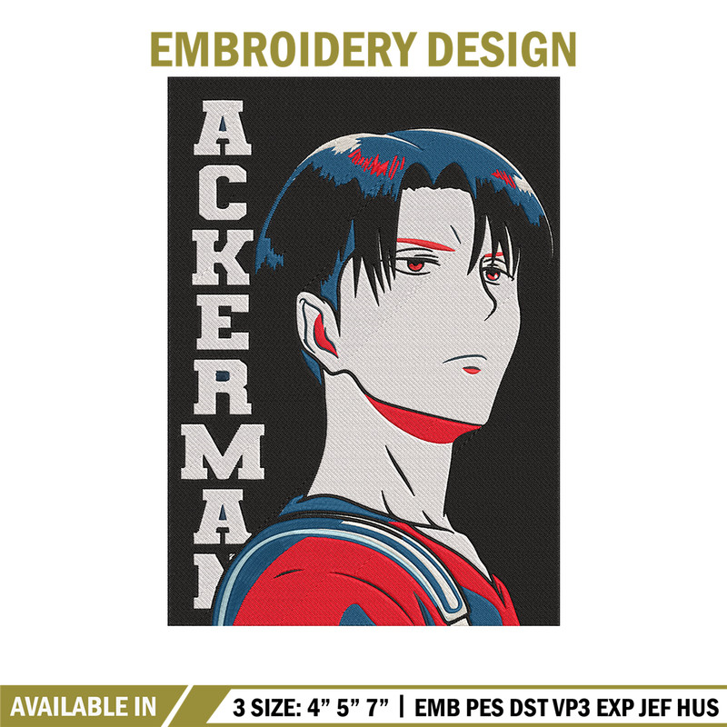 Levi Ackerman Embroidery Design, Aot Embroidery,Embroidery File, Anime Embroidery,Anime shirt,Digital download.jpg