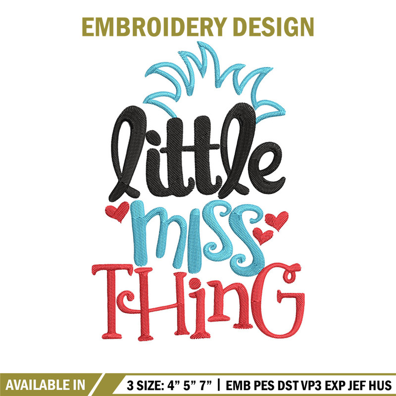 Little Miss Thing Embroidery Design, Dr Seuss Embroidery, Embroidery File, Embroidery design, Digital download..jpg