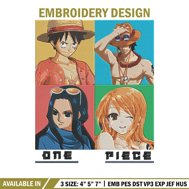 Luffy friends Embroidery Design, One piece Embroidery, Embroidery File, Anime Embroidery, Anime shirt, Digital download..jpg