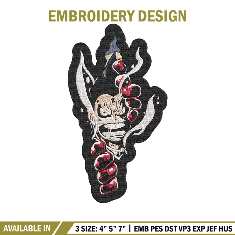 Luffy gear 4 Embroidery Design, One piece Embroidery, Embroidery File, Anime Embroidery, Anime shirt, Digital download.jpg