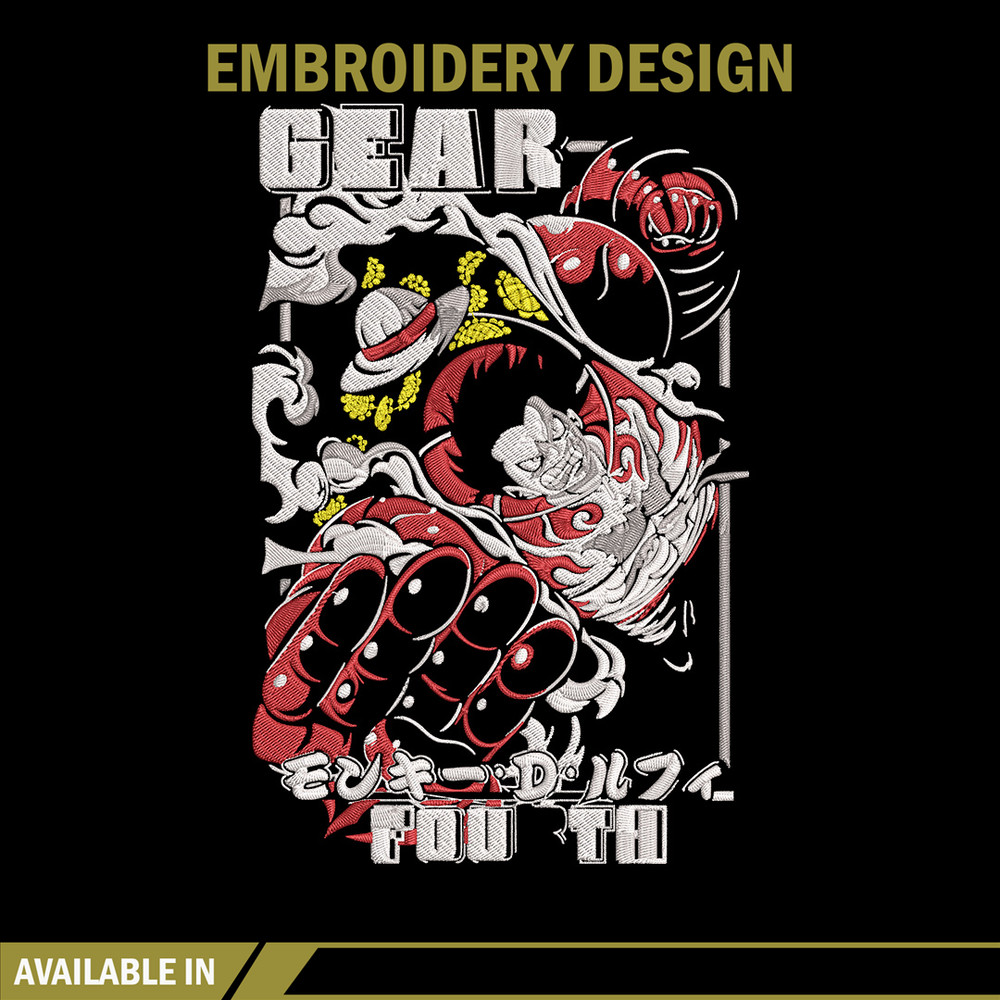 Luffy gear 4 Embroidery Design,One piece Embroidery, Embroidery File, Anime Embroidery, Anime shirt, Digital download.jpg