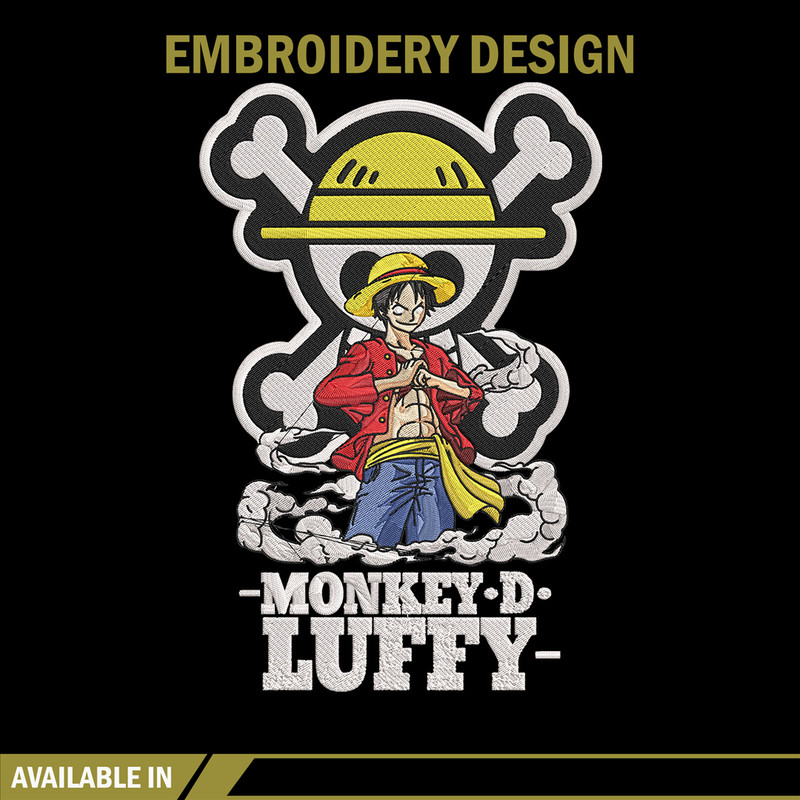 Luffy poster Embroidery Design, One piece Embroidery, Embroidery File, Anime Embroidery, Anime shirt, Digital download.jpg