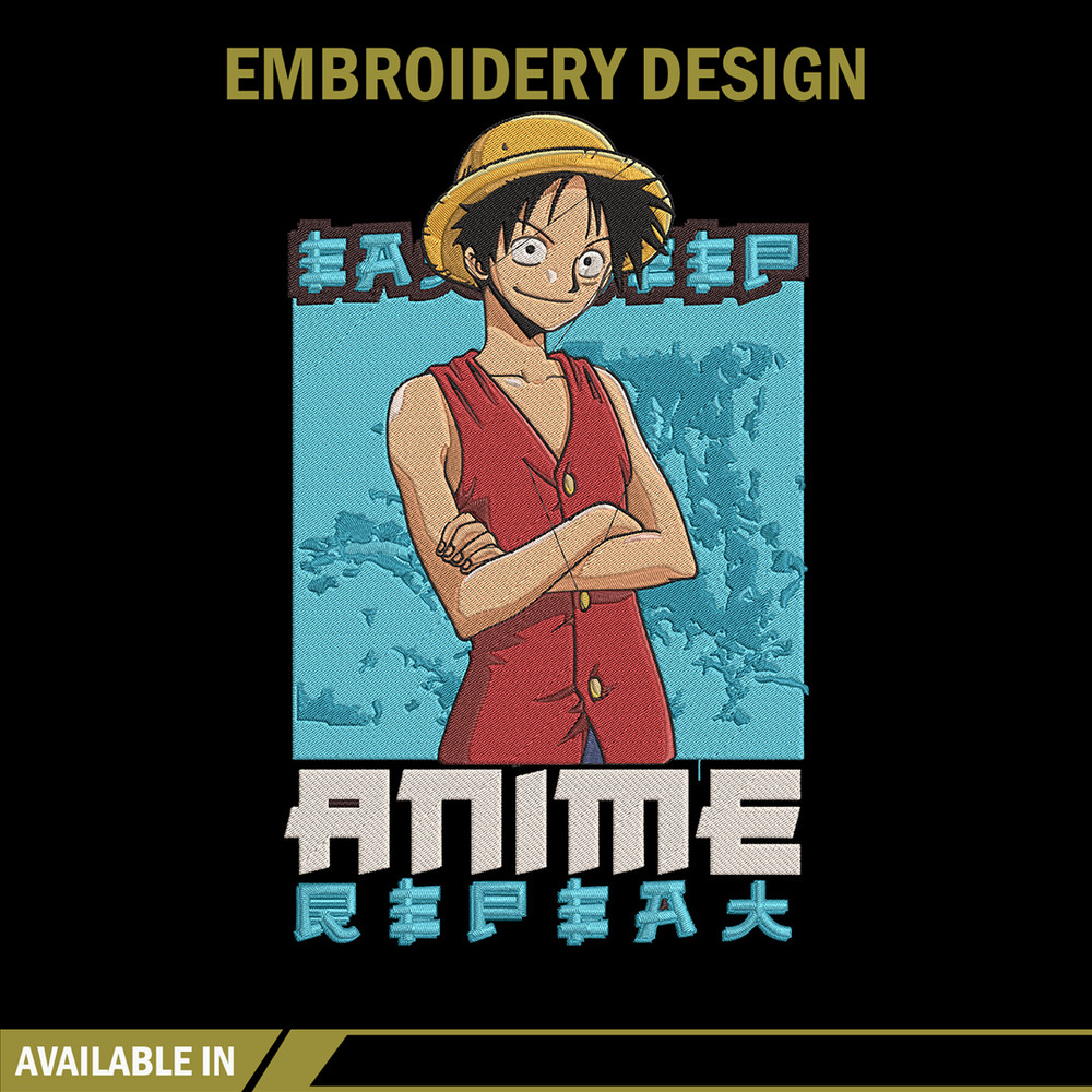 Luffy poster Embroidery Design, One piece Embroidery, Embroidery File, Anime Embroidery, Anime shirt,Digital download.jpg