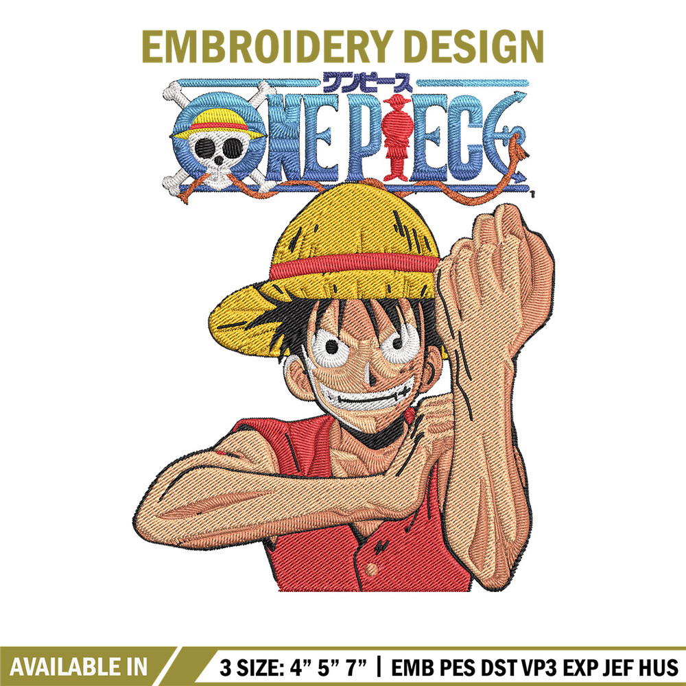 Luffy Poster Embroidery Design,One piece Embroidery, Embroidery File, Anime Embroidery, Anime shirt, Digital download.jpg