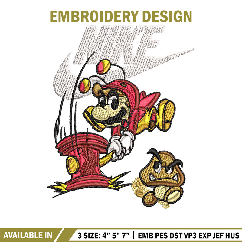 Mario bros Nike Embroidery design, Mario bros game Embroidery, Nike design, Embroidery file, Instant download..jpg