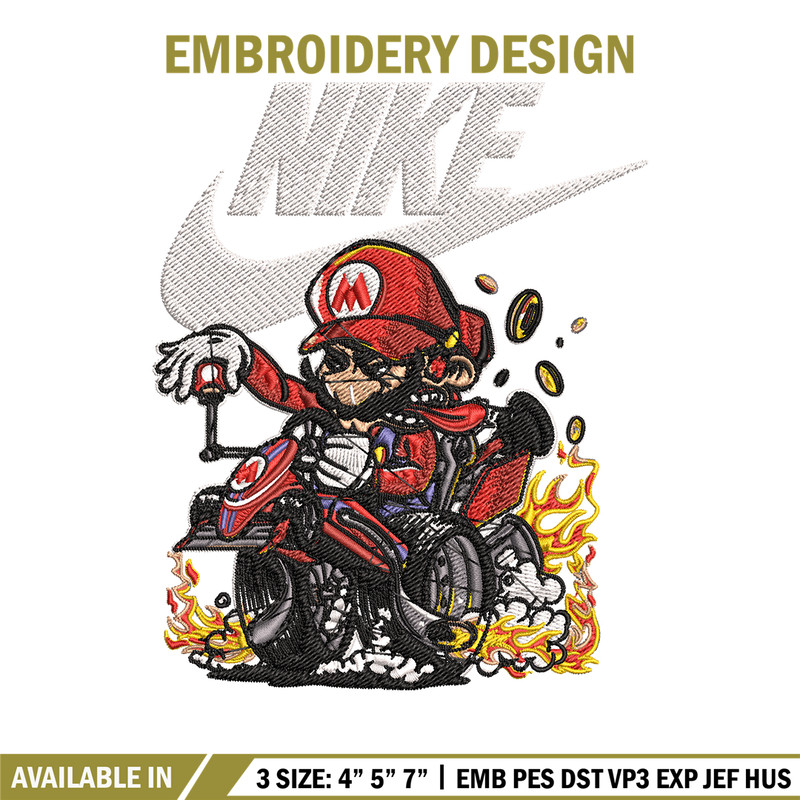 Mario car Nike Embroidery design, Mario car game Embroidery, Nike design, Embroidery file, logo shirt, Instant download..jpg