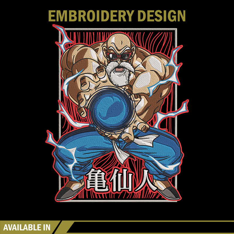 Master Roshi Embroidery Design, Dragonball Embroidery, Embroidery File, Anime Embroidery, Anime shirt, Digital download.jpg