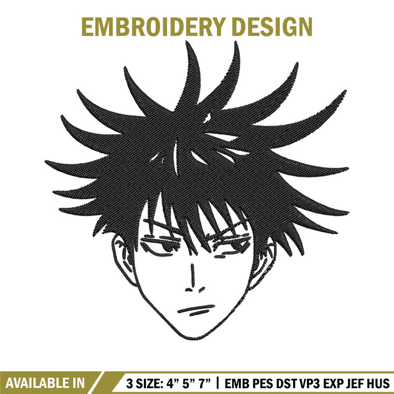 Megumi face Embroidery Design, Jujutsu Embroidery, Embroidery File, Anime Embroidery, Anime shirt, Digital download.jpg