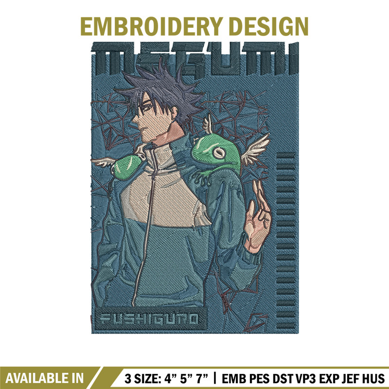 Megumi poster Embroidery Design, Jujutsu Embroidery, Embroidery File, Anime Embroidery, Anime shirt,Digital download.jpg