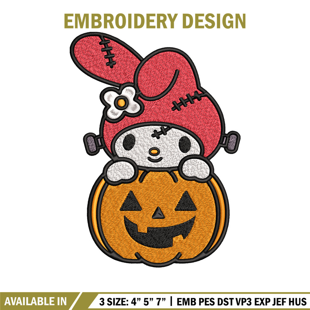 Melody pumpkin Embroidery design, Halloween Hello kitty Embroidery, cartoon design, Embroidery File, Digital download..jpg