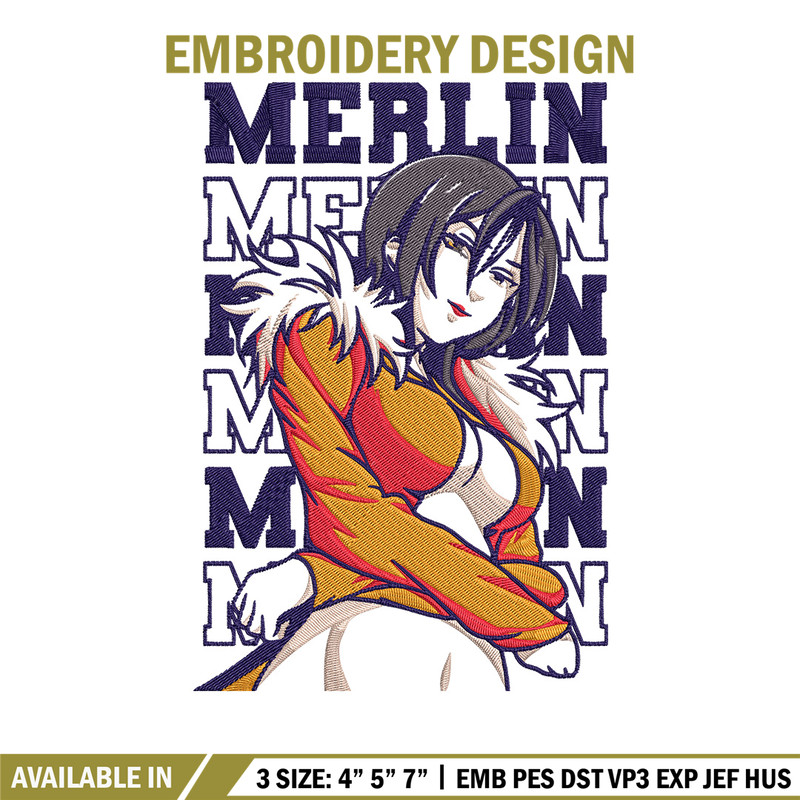Merlin Embroidery Design, Seven Deadly Sins Embroidery, Embroidery File, Anime Embroidery, Anime shirt, Digital download.jpg