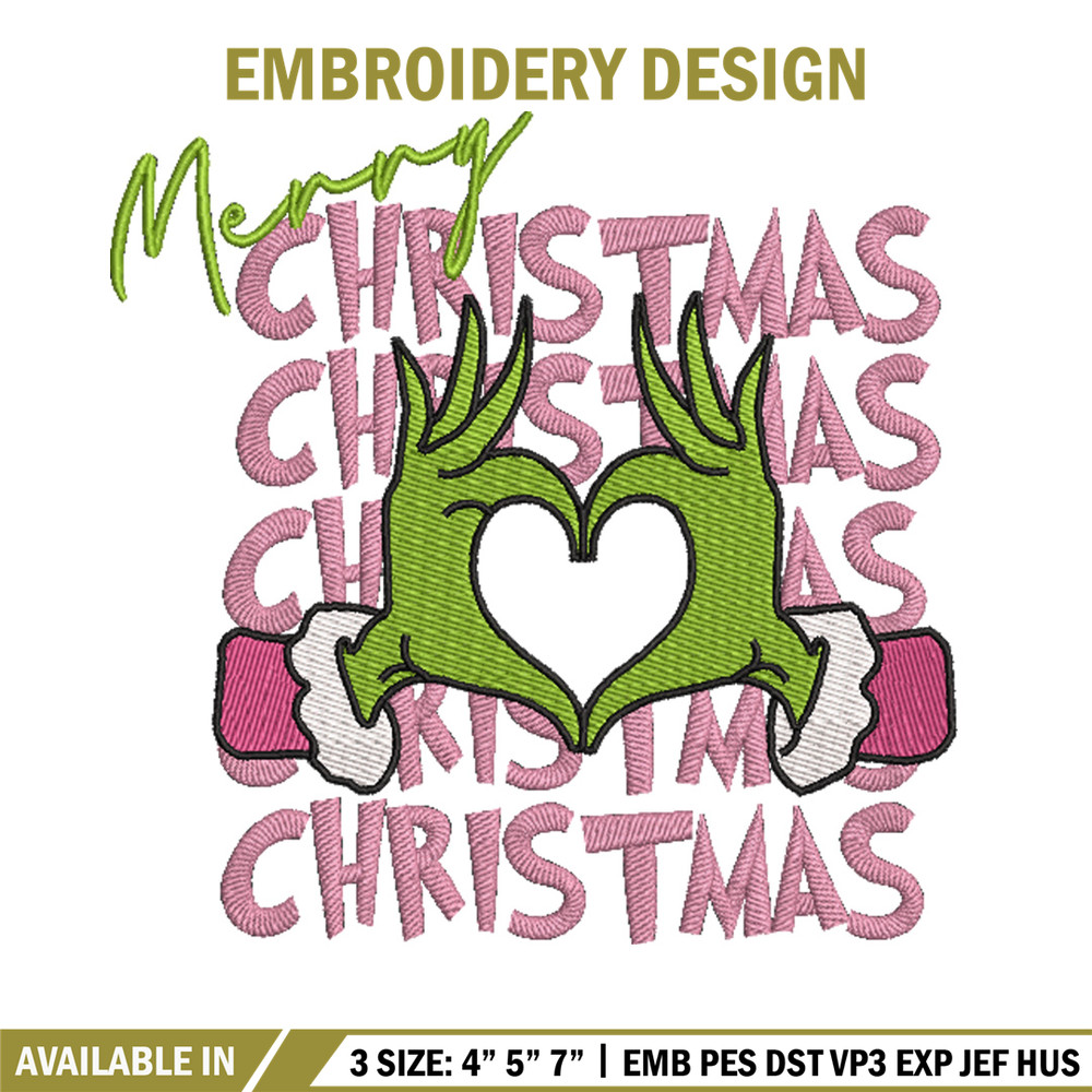 Merry chrismas embroidery design, Grinch embroidery, Chrismas design,Embroidery shirt, Embroidery file, Digital download.jpg
