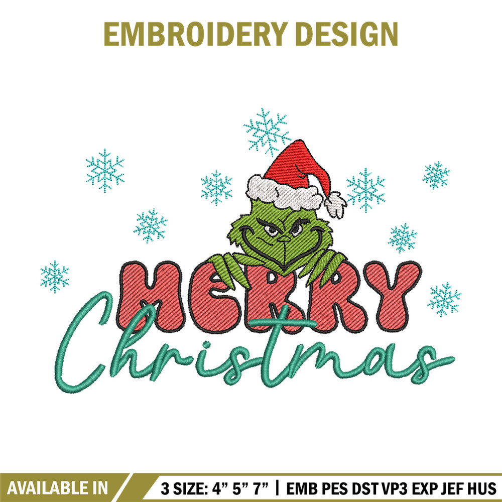Merry chrismas embroidery design,Grinch embroidery, Chrismas design, Embroidery shirt, Embroidery file, Digital download.jpg