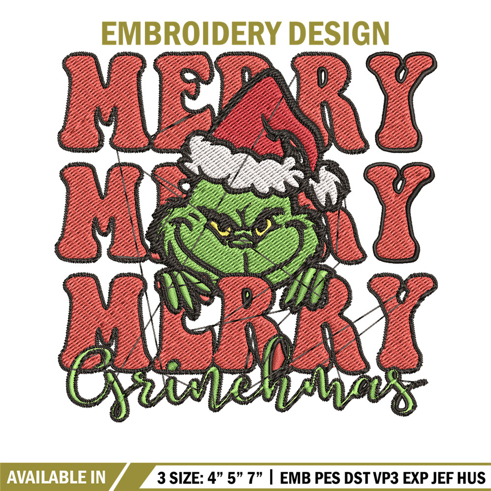 Merry Christmas Grinch Embroidery design, Grinch christmas Embroidery, logo design, Embroidery File, Instant download..jpg