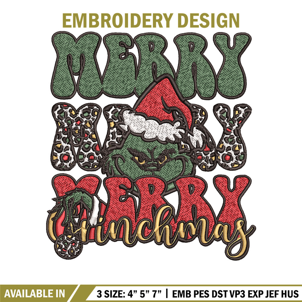 Merry Christmas Grinch Embroidery design, Grinch christmas Embroidery, logo design, Embroidery File, Instant download.jpg
