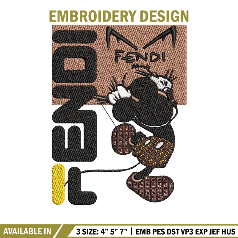 Mickey Fendi Logo Embroidery design, Mickey Mouse cartoon Embroidery, cartoon design, Embroidery File, Instant download..jpg