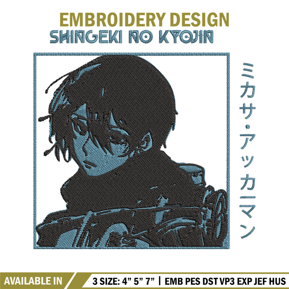 Mikasa Ackerman Embroidery Design, Aot Embroidery, Embroidery File, Anime Embroidery,Anime shirt,Digital download..jpg