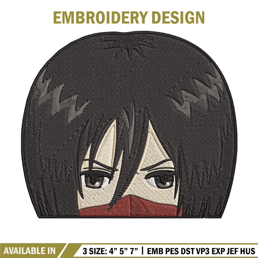 Mikasa Peeker Embroidery Design, Aot Embroidery, Embroidery File, Anime Embroidery, Anime shirt, Digital download.jpg
