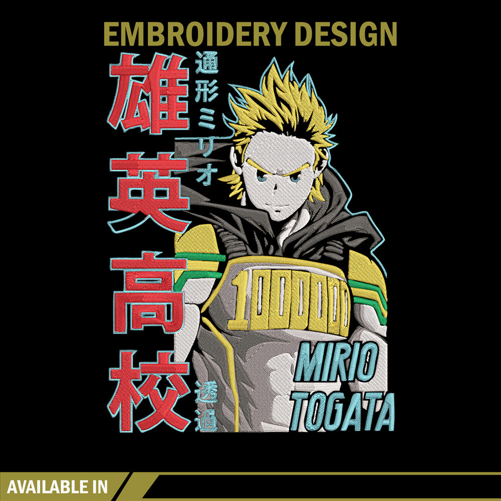 Mirio Togata Embroidery Design, Mha Embroidery, Embroidery File, Anime Embroidery, Anime shirt, Digital download.jpg