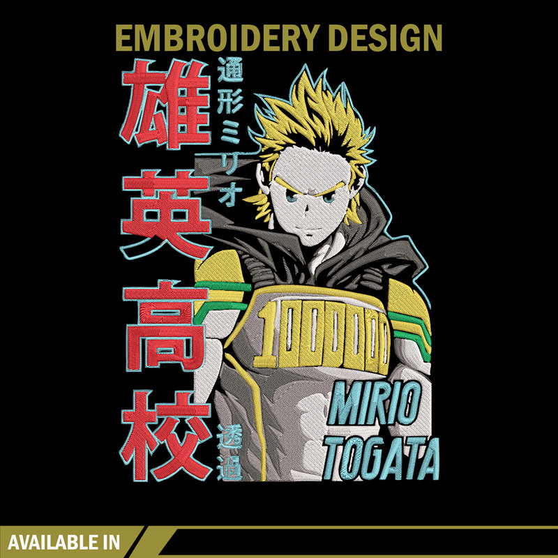Mirio Togata Embroidery Design, Mha Embroidery, Embroidery File, Anime Embroidery, Anime shirt, Digital download.jpg