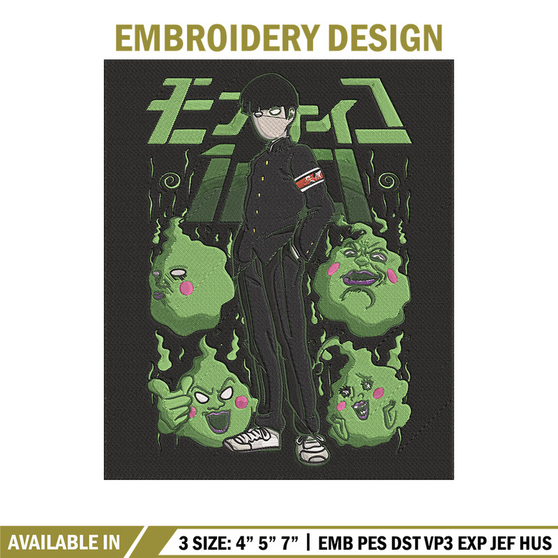 Mob100 poster Embroidery Design, Mob100 Embroidery, Embroidery File, Anime Embroidery, Anime shirt, Digital download.jpg