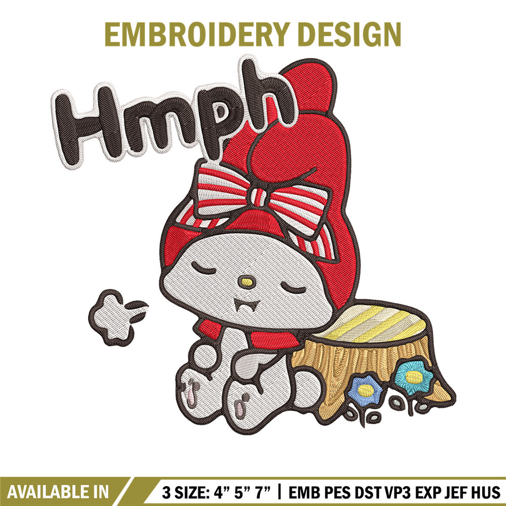 My Melody hmph Embroidery Design, Hello kitty Embroidery, Embroidery File, Anime Embroidery, Digital download.jpg