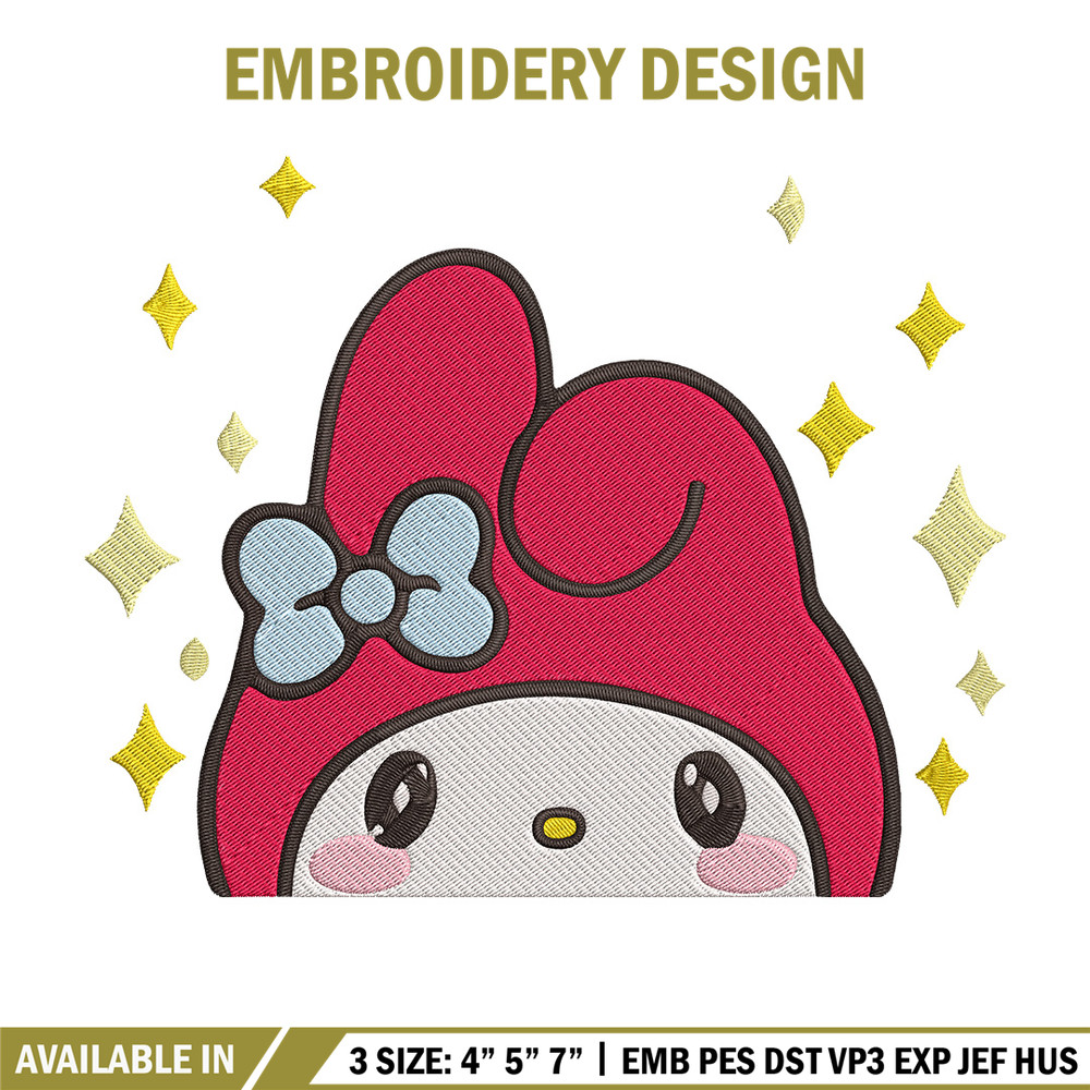 My Melody Peek Embroidery Design, Hello kitty Embroidery, Embroidery File, Anime Embroidery,Anime shirt,Digital download.jpg